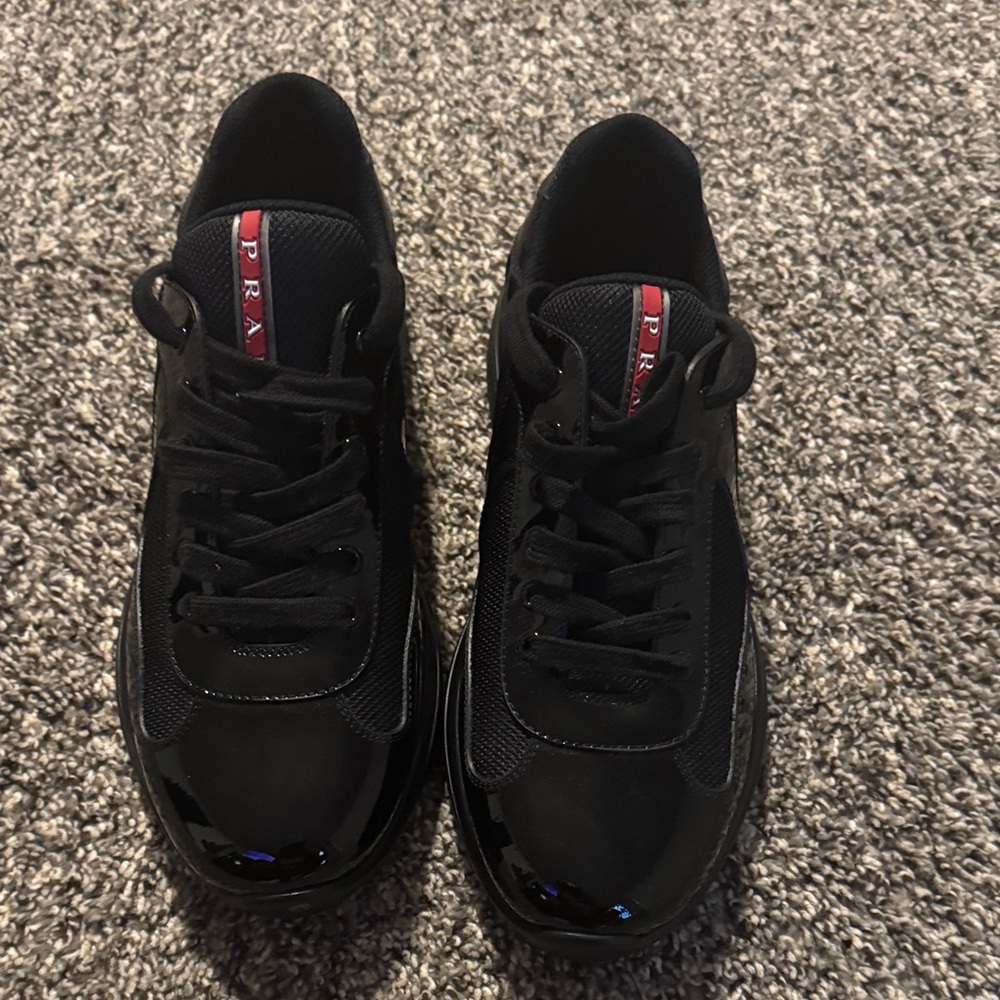 Prada Men's Black and Red Sneakers